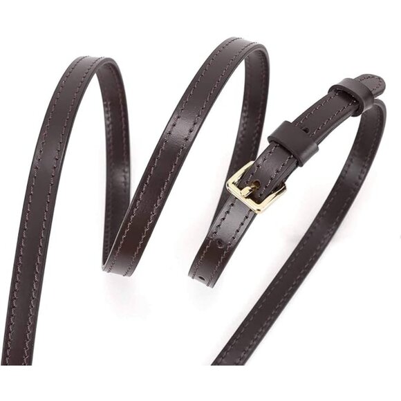 Chocolate Brown Crossbody Leather Strap with Gold Hardware (Generic) - Picture 2 of 8